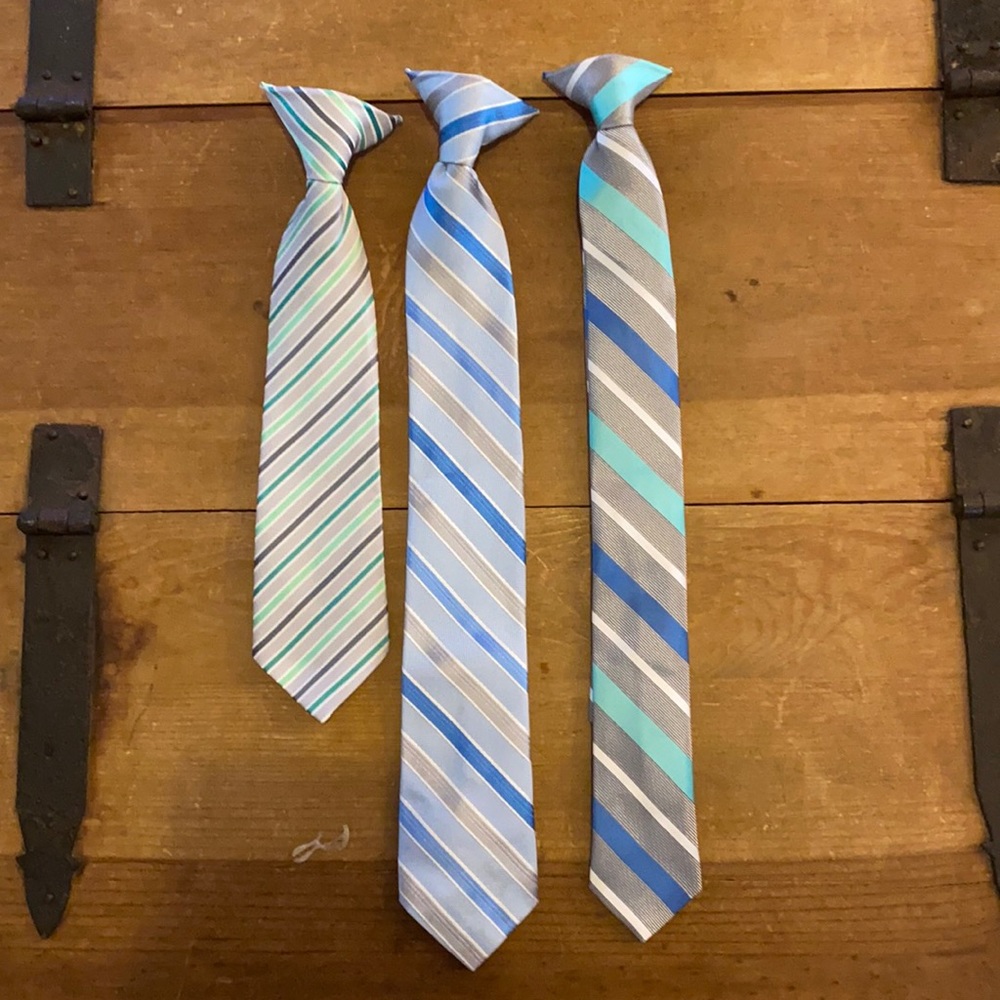 Set of 3 Boys Striped Clip On Ties